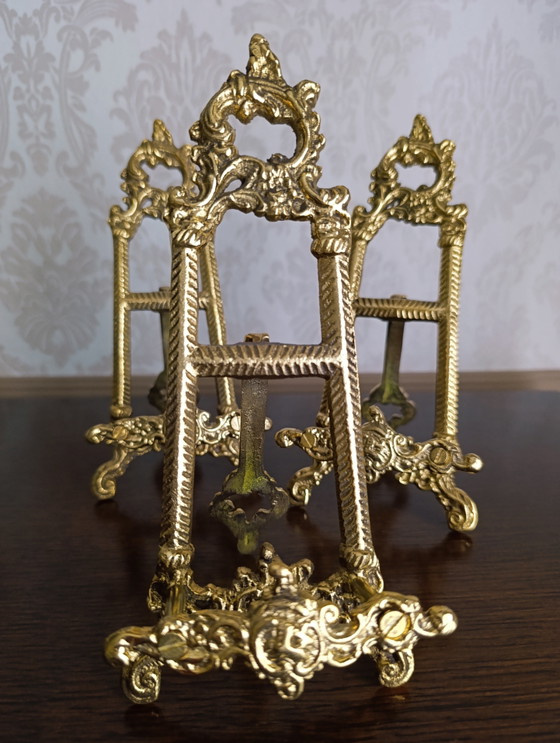 Set van 3 vintage, sierlijke messing displaystandaards – Decoratieve objecten, Brass (photo 10 of 12)