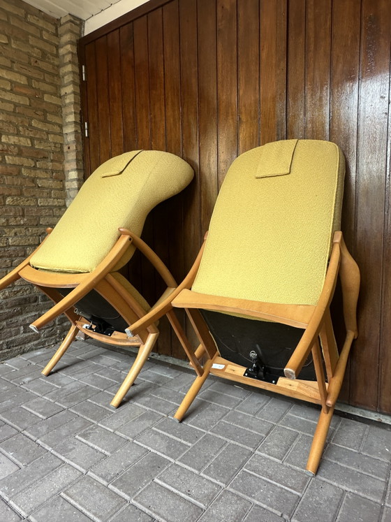 2 verschillende Farstrup Møbler stoelen met quality inspection in 1998 – Verstelbare relaxstoel, Wood (photo 9 of 13)