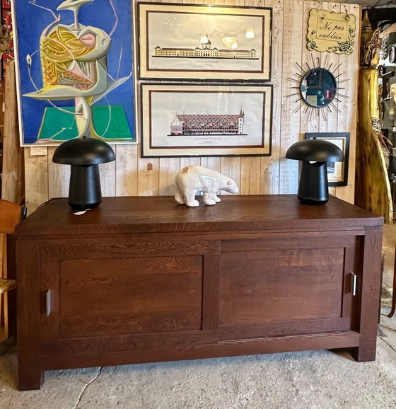 Image 1 of Brutalist sideboard in solid oak, 1990s
