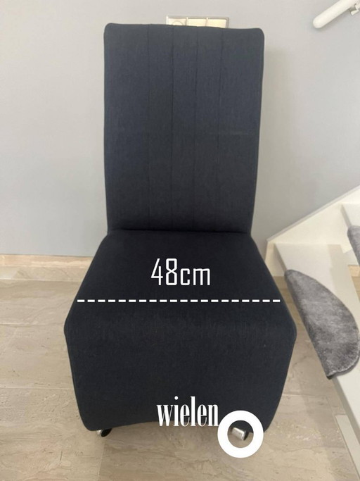 6 luxury dining chairs with chrome wheels