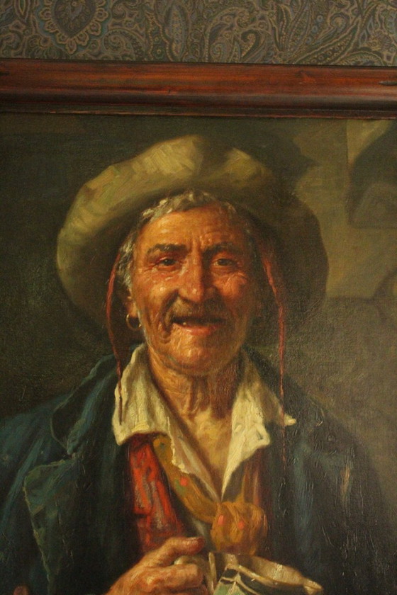Giulio Amodio, Man with Jug, Paintings & Drawings, Wood, Canvas, Brown (photo 2 of 5)