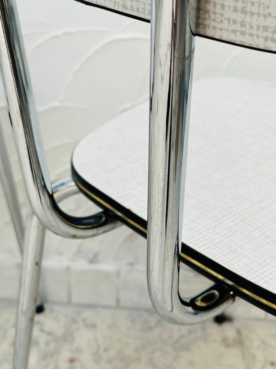 Image 1 of Lot de deux chaises vintage formica gris et chrome