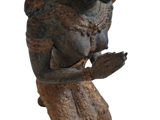 Image 1 of Pair of Bronze Thepphanom Statues – Thai Guardian Angels – Vintage