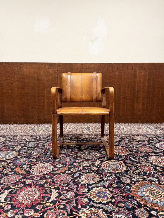 Sedia in Pelle Stile Ralph Lauren con Fibbia - Jacques Adnet – Poltrone, Legno (photo 7 of 13)