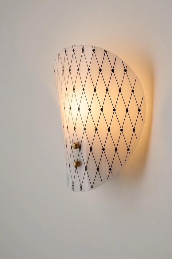 Diamond Pattern Acrylic and Brass Wall Sconces, Italy, Wall lights, Metal, Black (photo 6 of 12)