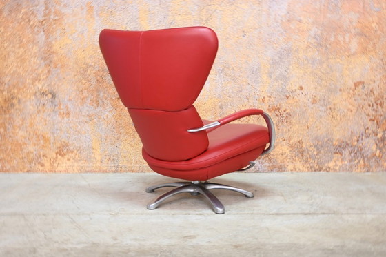 Image 1 of Leolux Formi Design-Drehsessel aus rotem Leder