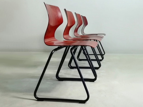 Image 1 of 4x sedia laterale FLÖTOTTO PAGWOOD set di sedie anni '70 nere VINTAGE design industriale seduta modellata