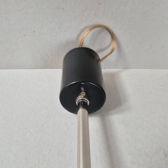 Image 1 of Lampada a sospensione vintage anni '50 di Arlus House in acciaio cromato e vetro opalino.