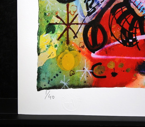 Image 1 of Paul Kostabi – Légende au milieu (2025) | Giclée en édition limitée signée à la main | Art contemporain abstrait inspiré de Basq