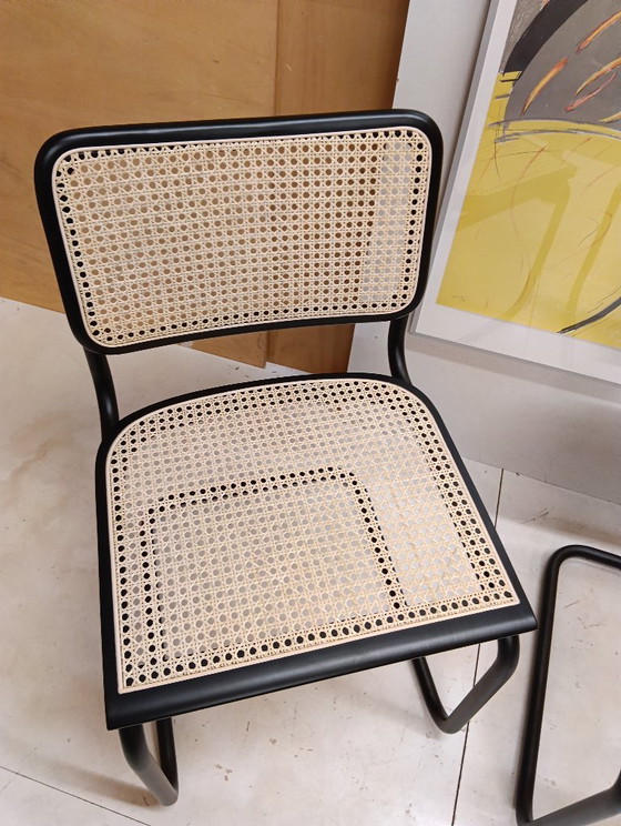 Image 1 of ALIVARMVSEVM 104. SET of 2 CESCA B32 Chairs (NEW) in Black Frame Limited Edition 