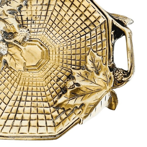 Image 1 of Antique French Art Nouveau vide-poche dish, brass bonbon dish, 1910s