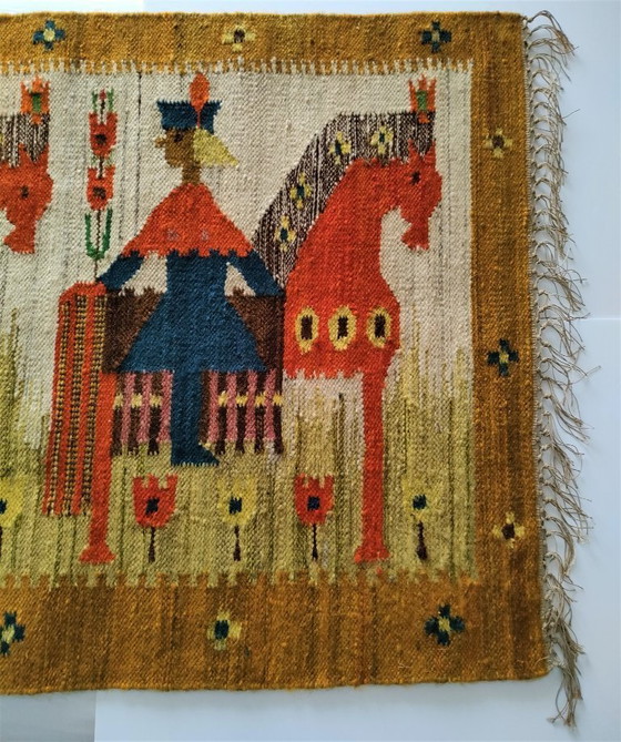 Image 1 of Poolse volkskunst kilim wandtapijt uit de jaren 70