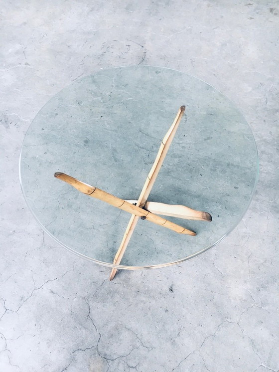 Image 1 of Vintage 1970's Design Faux Bamboo Folding Tripod Side Table