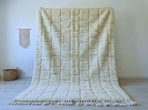 Alfombra marroquí natural – Arte bereber hecho a mano de las montañas del Atlas 250cmx300cm – vloerkleden en tapijten, Cotton