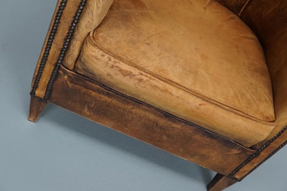 Image 1 of Vintage Nederlandse cognackleurige leren clubfauteuil