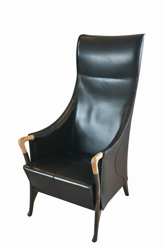 Image 1 of Giorgetti progetti Wing fauteuil leer 