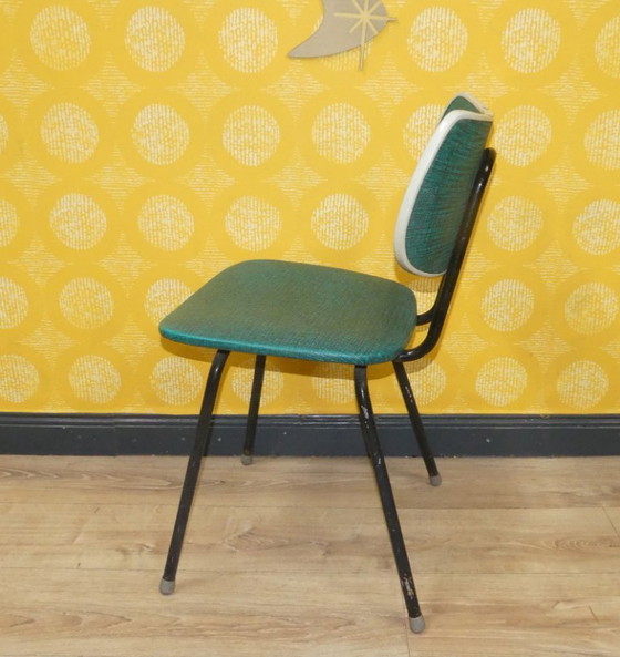 Image 1 of Chaise de cuisine des années 1960 + tabouret Métal style industriel