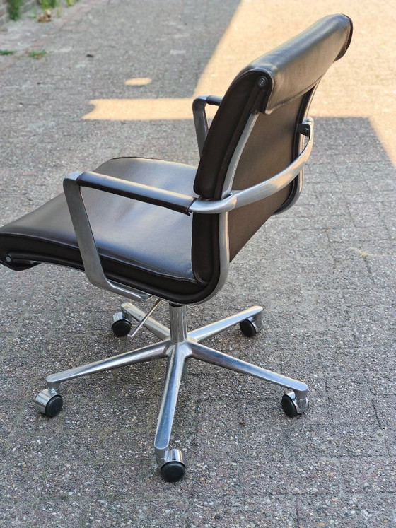 Image 1 of 7x Una Chair van ICF Italy (leder, korte rug, wieltjes)