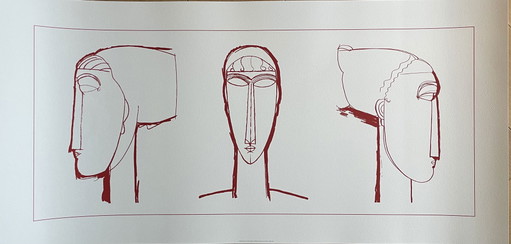 A. Modigliani (1884-1920), Tetes (Rojo), Publicado por ACTE, Impreso en Italia