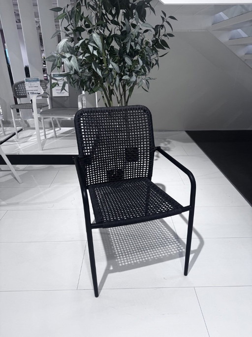 Lucia garden chair black aluminum / black charcoal rope