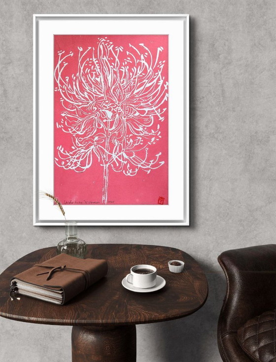 Image 1 of Spider Lily Linocut – A3 Botanical Print