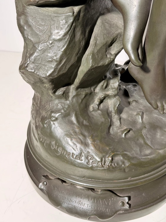Nymphe de Diane, Sculture in Bronzo Antico di Signoret-Ledieu, Base Girevole (foto 5 di 6)