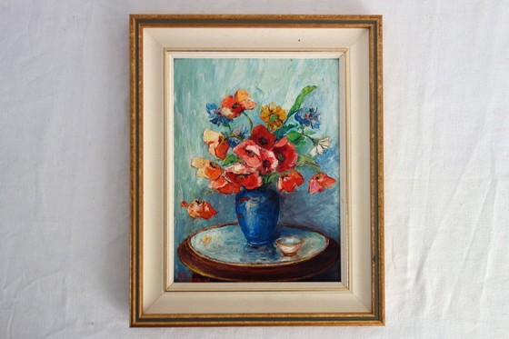 Image 1 of 2 Alphonsief boeket bloemstillevens, jaren 40/50