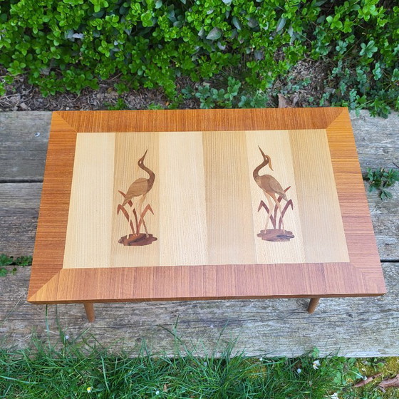 Image 1 of Vintage bijzettafel met vogelmotief, jaren 60-70