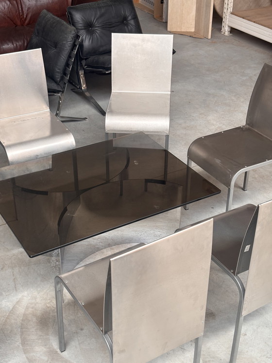 Image 1 of 1970s-1980s Chrome and smoked glass coffee table