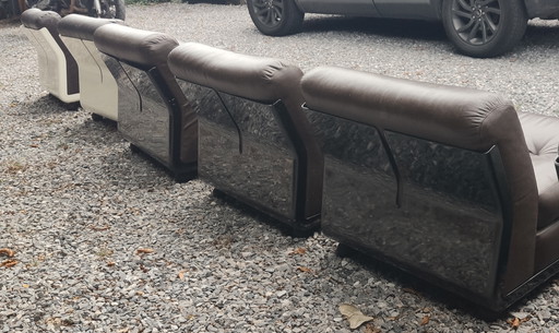 5x Vintage Bellini Amanta B&B Armchairs, Brown Leather 70s