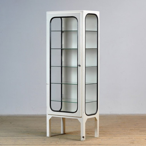 Vintage Iron And Glass Medical Cabinet, 1970’s