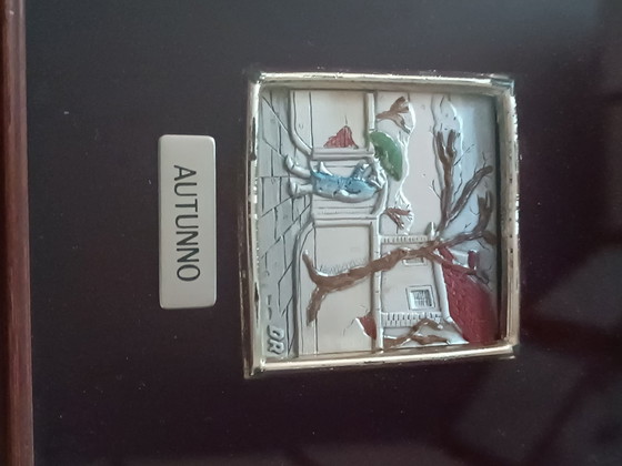 Les 4 saisons sur feuille d'argent mi il, Objets d'art, Verre, Noir (photo 3 sur 13)