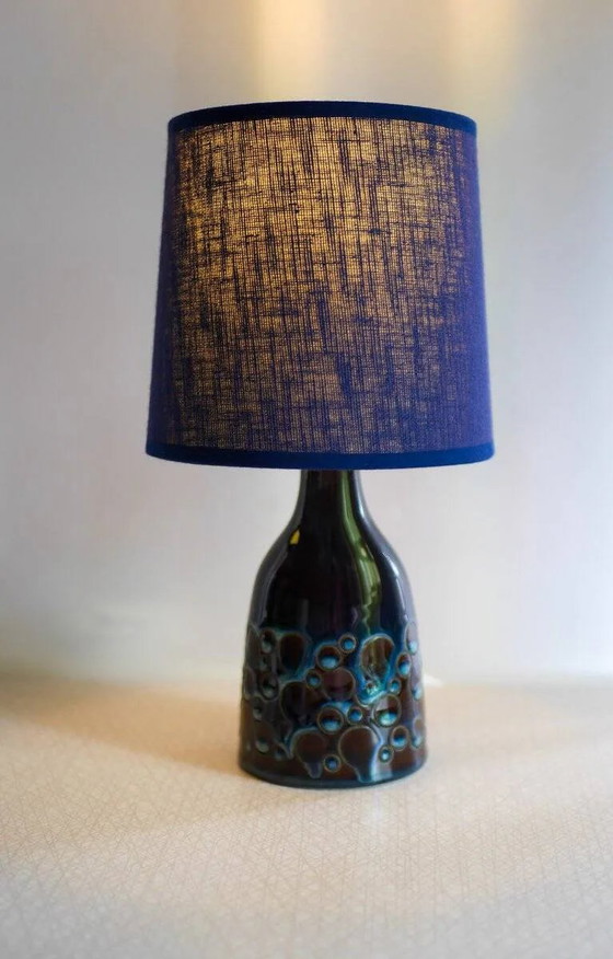Image 1 of Mid-century modern pottery table lamp with candy glazing from Söholm, Denmark, 1960s