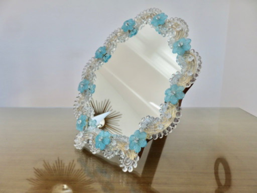Miroir Vénitien En Verre De Murano, À Poser Ou À Suspendre, 1950