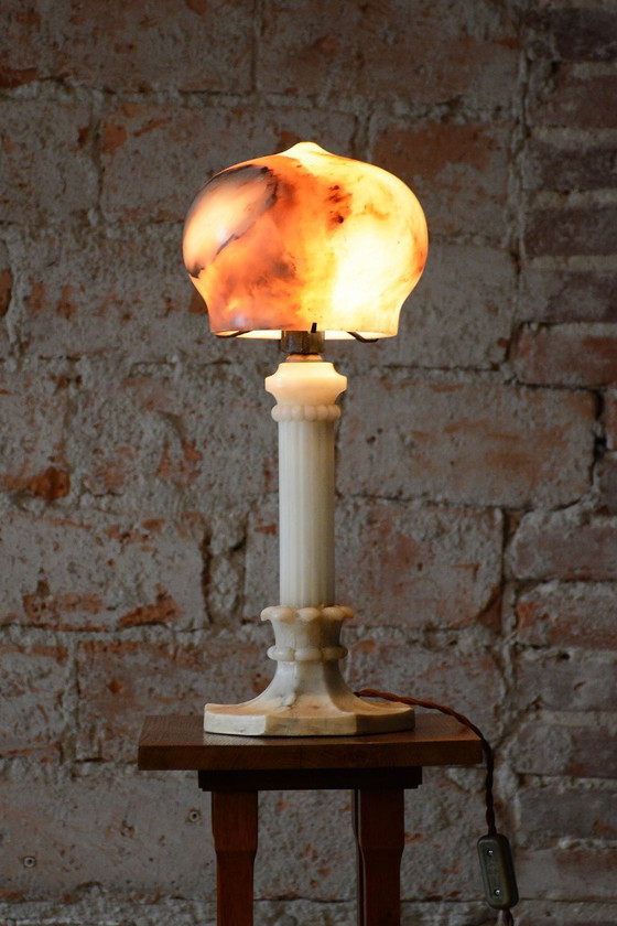 Lampada da tavolo Art Déco originale, Marmo, Alabastro, Francia, anni '20 – Lampade da tavolo, Pietra (photo 2 of 8)