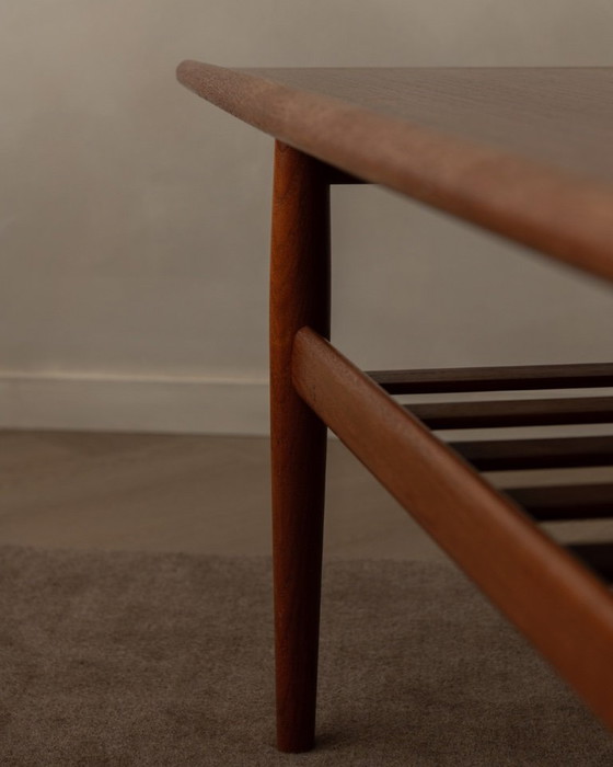 Image 1 of Danish teak coffee table by Grete Jalk with slatted frame, 1960s