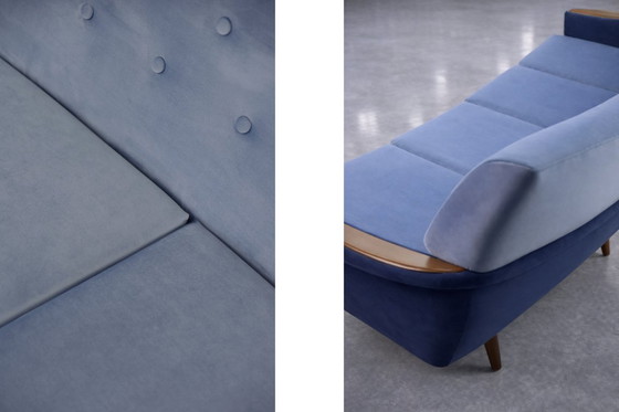 Image 1 of Vintage Mid-Century Scandinavian Modern Blue Velvet Living Room Set by Holm Fabriker AB, Set of 2, 1960s