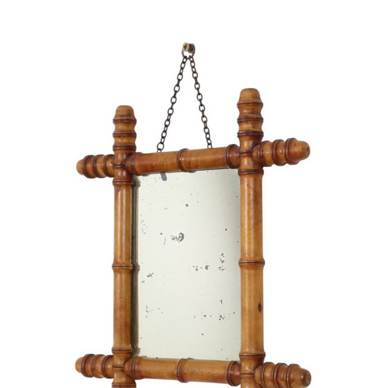Antiker Holzspiegel Faux Bambus Chinoiserie 40x34cm – Glass, Wood (photo 5 of 14)