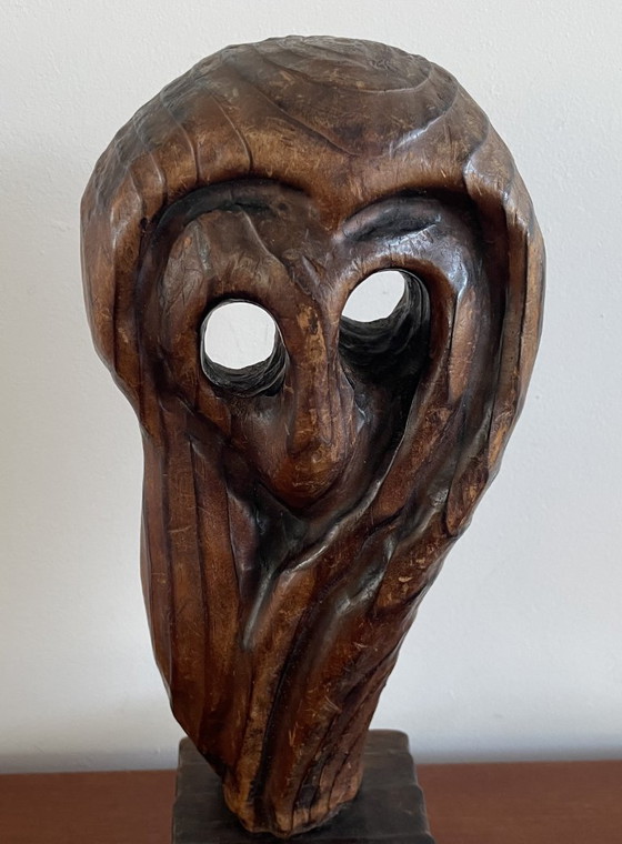 Image 1 of Brutalist Witco Tiki Wooden Statue of an Owl