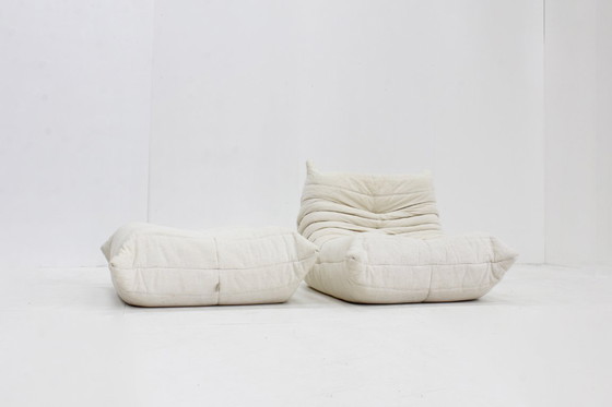 Image 1 of Vintage Togo fauteuil met poef 1980s Michel Ducaroy Ligne Roset