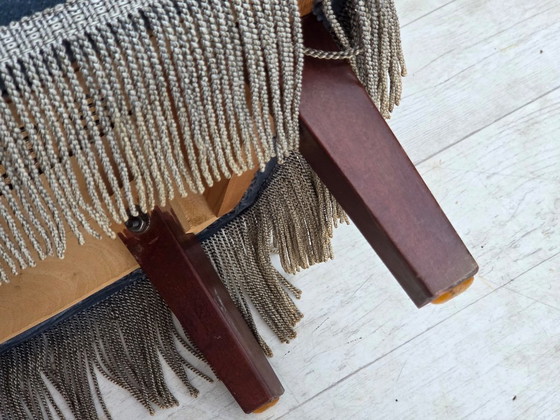 1970s, Danish armchair, furniture velour, beech wood., Velvet, Blue (photo 2 of 17)