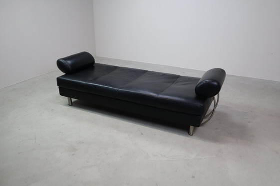 Image 1 of Divano/letto Zanotta "Europa" in pelle nera, Italia 1988