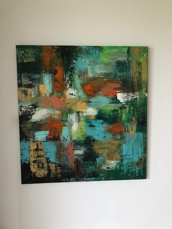 Image 1 of Peinture acrylique moderne de Floria Rey. Dimensions : 106 x 104 cm.