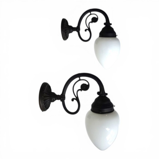 Image 1 of Set van 2 Art Nouveau messing wandlampen