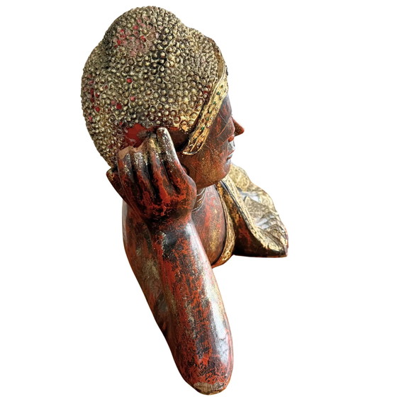 Bouddha couché sculpté à la main — Milieu du XXe siècle XXL – Sculptures, Gold, Glass (photo 5 of 10)