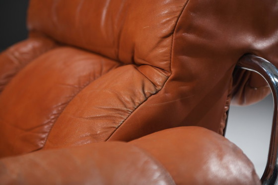 Image 1 of Tucroma Lounge-Sessel aus cognacfarbenem Leder von Guido Faleschini für i4 Mariani