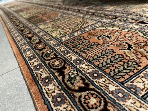 Persian hand-knotted silk carpet bagtiar