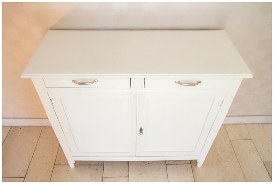 Image 1 of Parisian buffet in white wood and linen, 1950