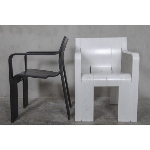 Ensemble de 2 fauteuils Strip en noir et blanc par Gijs Bakker pour Castelijn - 1974