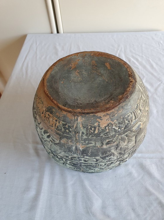 Vaso / Vasi per piante asiatico vintage con decorazione a rilievo – Ceramica (photo 5 of 5)